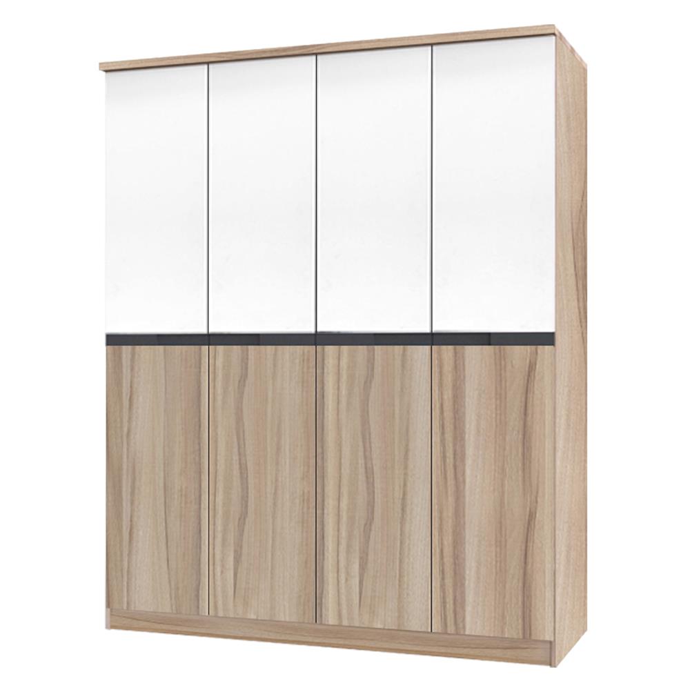 ตู้เสื้อผ้า 4 บานเปิด BURO RACHILL 160 ซม. สีอโรม่าโอ๊ค/ขาว