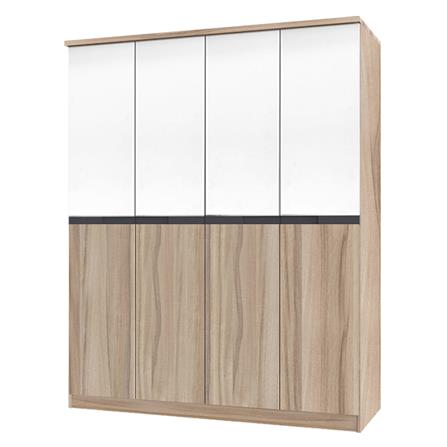 ตู้เสื้อผ้า 4 บานเปิด BURO RACHILL 160 ซม. สีอโรม่าโอ๊ค/ขาว_0