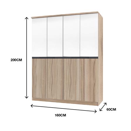 ตู้เสื้อผ้า 4 บานเปิด BURO RACHILL 160 ซม. สีอโรม่าโอ๊ค/ขาว_6