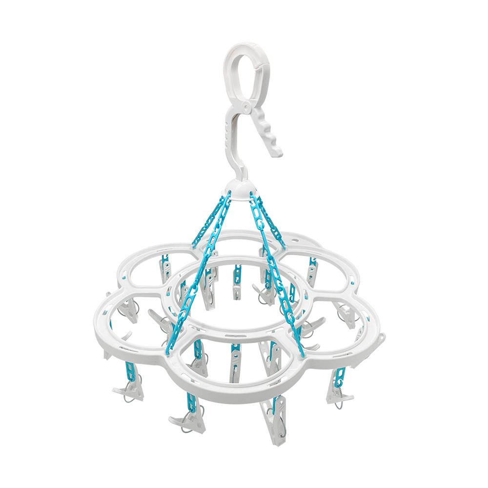 ห่วงตากผ้าพลาสติกดอกไม้  24 กิ๊บ PLIM สีขาว/ฟ้า