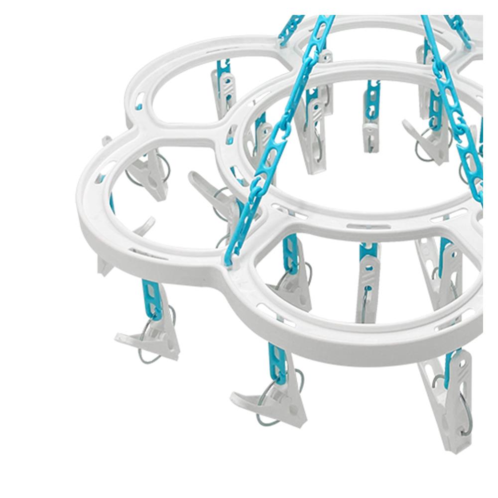 ห่วงตากผ้าพลาสติกดอกไม้  24 กิ๊บ PLIM สีขาว/ฟ้า