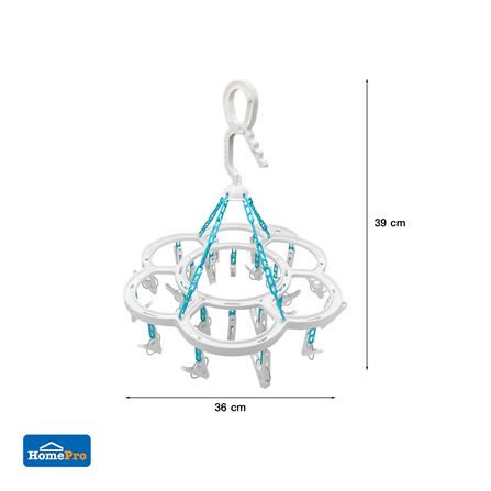 ห่วงตากผ้าพลาสติกดอกไม้  24 กิ๊บ PLIM สีขาว/ฟ้า_4