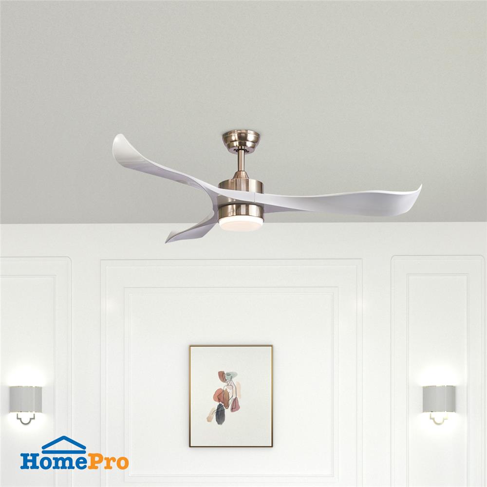 พัดลมโคมไฟ LED CARINI CN08 สีขาว/เงิน 52 นิ้ว 3 ใบพัด 15 วัตต์ DAYLIGHT/COOLWHITE/WARMWHITE