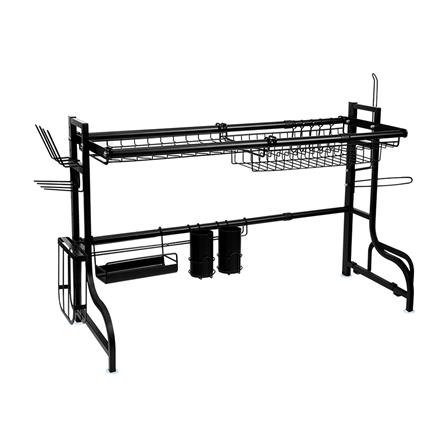 ชั้นคว่ำจานคร่อมซิงค์สเตนเลส ปรับระดับได้ HOMEST IC-008853 สีดำ