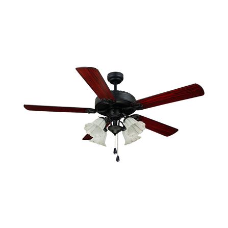 พัดลมโคมไฟ CARINI 525B-4BK สีดำ/น้ำตาล 52 นิ้ว 5 ใบพัด 4 โคมไฟ_0