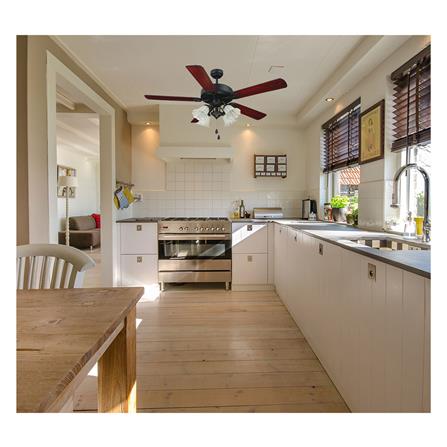 พัดลมโคมไฟ CARINI 525B-4BK สีดำ/น้ำตาล 52 นิ้ว 5 ใบพัด 4 โคมไฟ_1