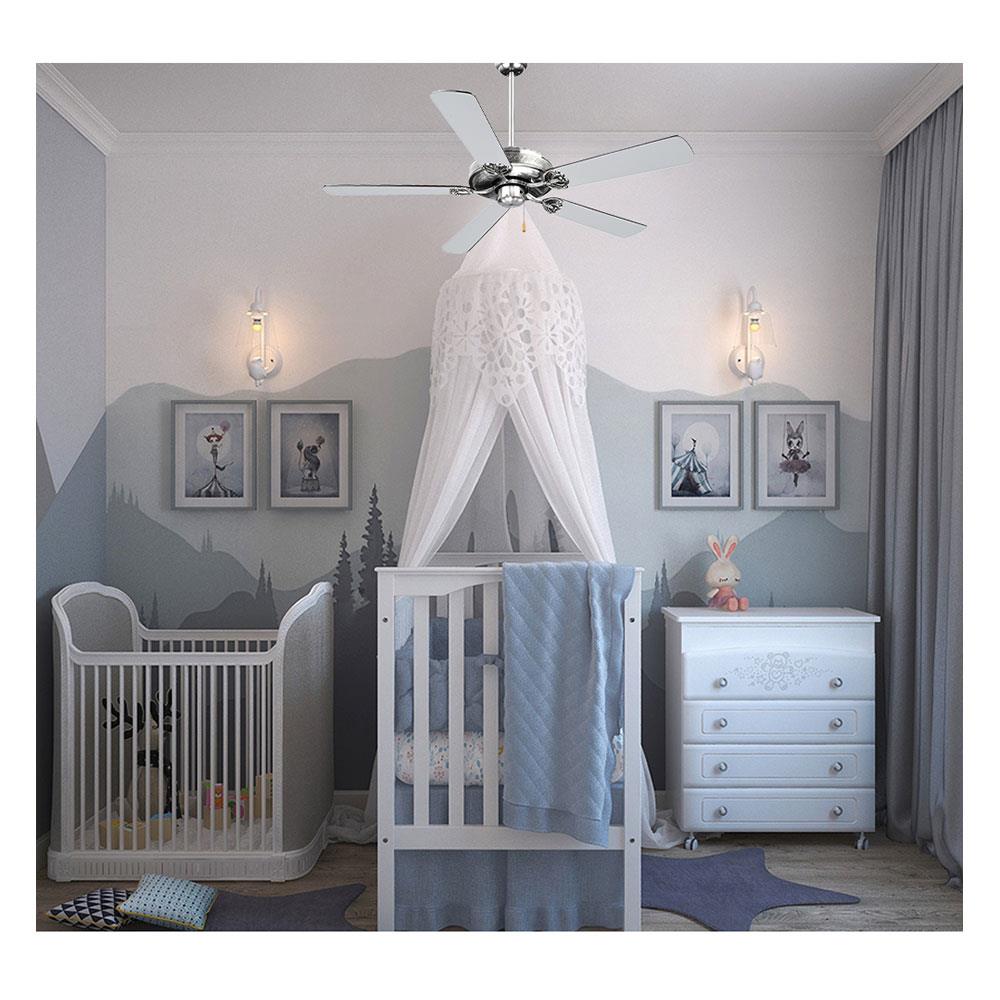 พัดลมไม่มีโคมไฟ CARINI 552-NC สีขาว/สีเงิน 52 นิ้ว 5 ใบพัด