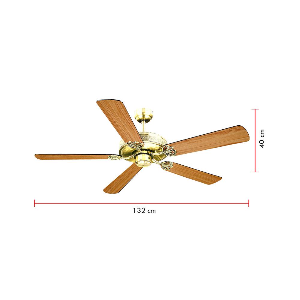 พัดลมไม่มีโคมไฟ CARINI 552-PB สีน้ำตาล/ทอง 52 นิ้ว 5 ใบพัด