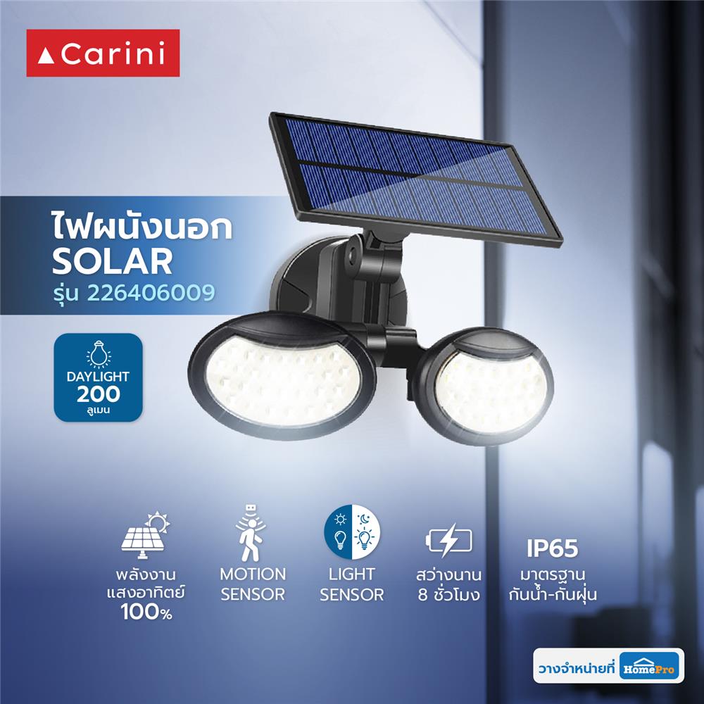 ไฟผนังภายนอก SOLAR CARINI 226406009 12 วัตต์ DAYLIGHT สีดำ