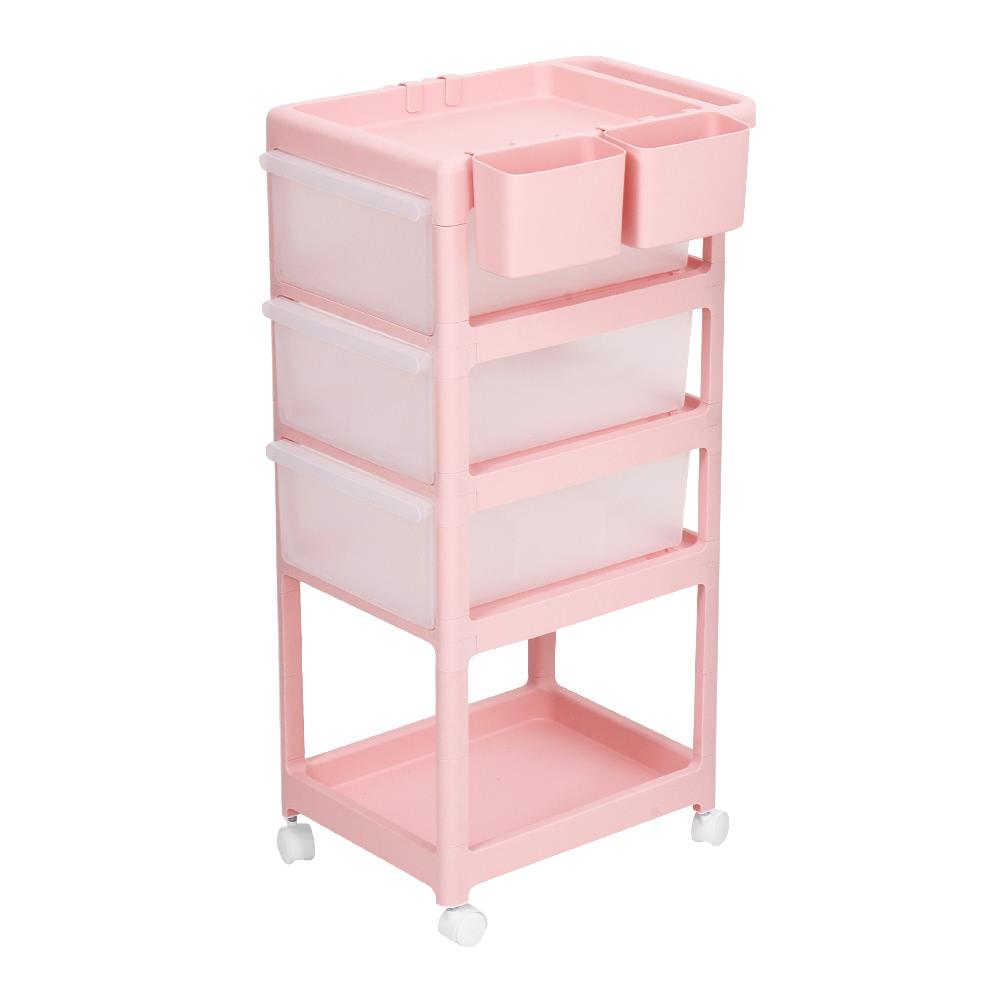 ชั้นวางของ 4 ชั้น มีล้อ STACKO VIVE 42x46x89 ซม. สีชมพู