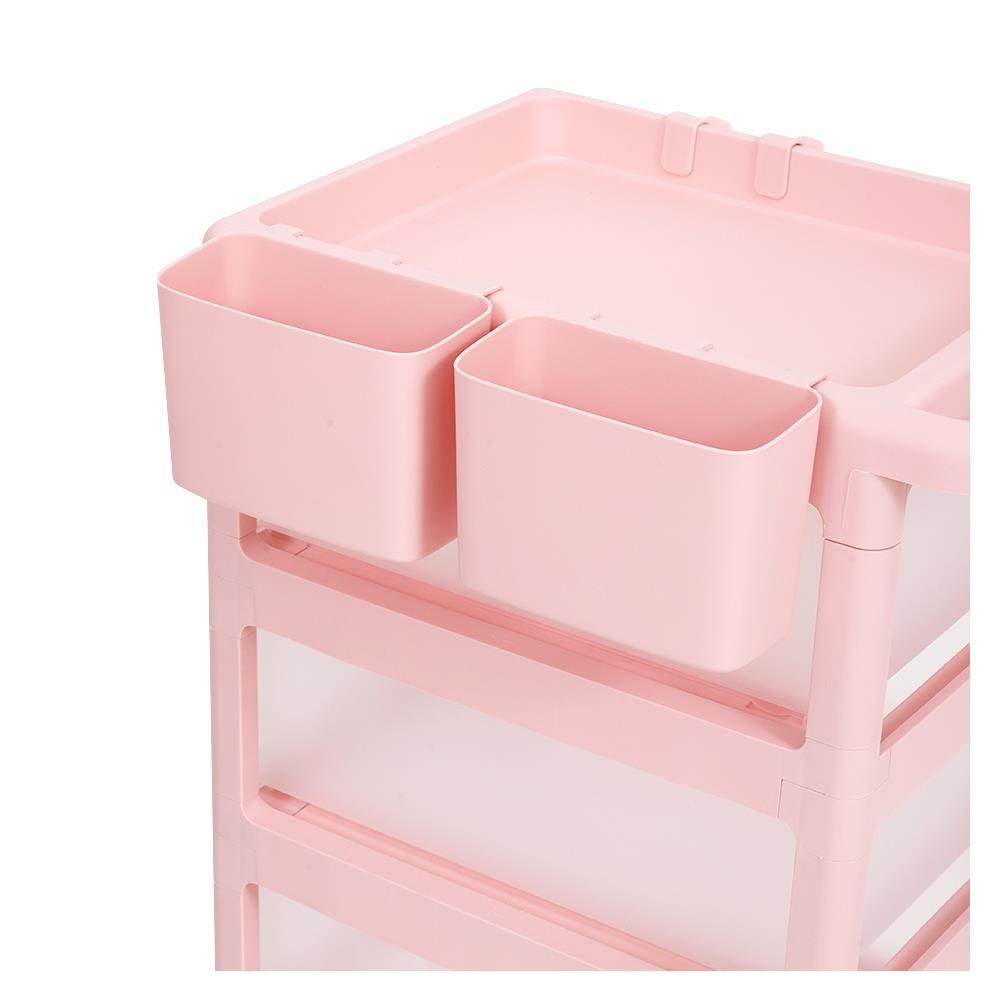 ชั้นวางของ 4 ชั้น มีล้อ STACKO VIVE 42x46x89 ซม. สีชมพู