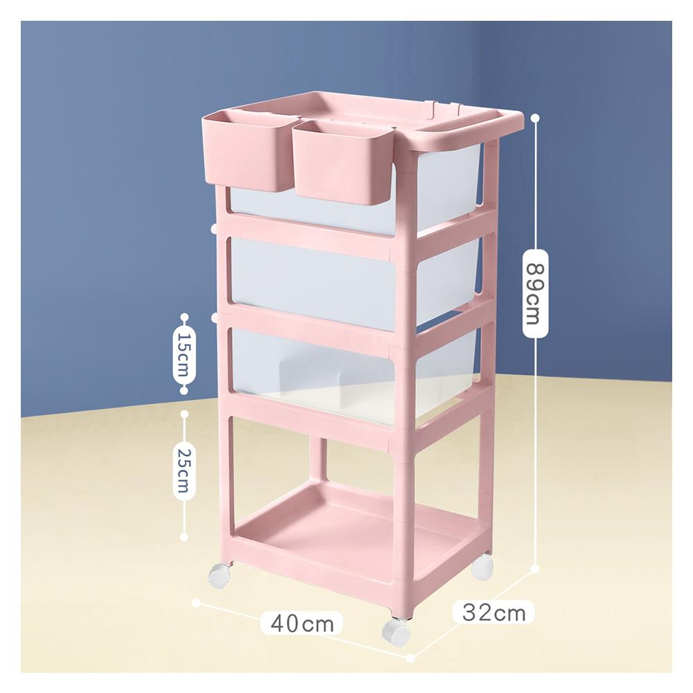 ชั้นวางของ 4 ชั้น มีล้อ STACKO VIVE 42x46x89 ซม. สีชมพู