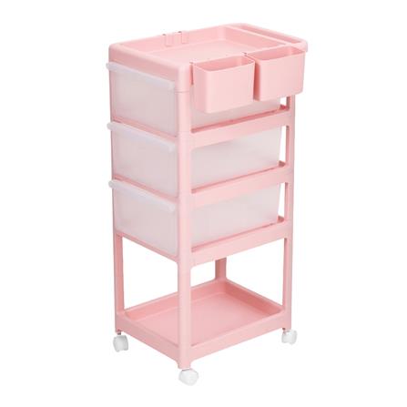 ชั้นวางของ 4 ชั้น มีล้อ STACKO VIVE 42x46x89 ซม. สีชมพู_0