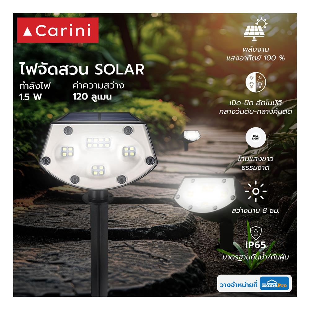 ไฟจัดสวน SOLAR CARINI 229452010 1.5 วัตต์ DAYLIGHT สีดำ