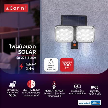 ไฟผนังภายนอก SOLAR CARINI 226131209 24 วัตต์ DAYLIGHT สีดำ_6