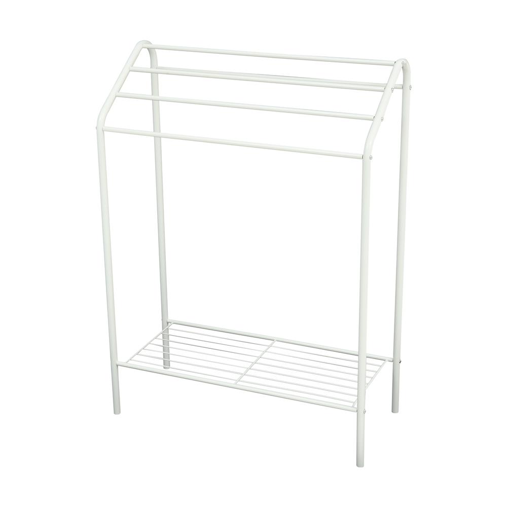 ราวพาดผ้า 5 เส้น มีชั้นวางของ PLIM SNOW 60 ซม. สีขาว