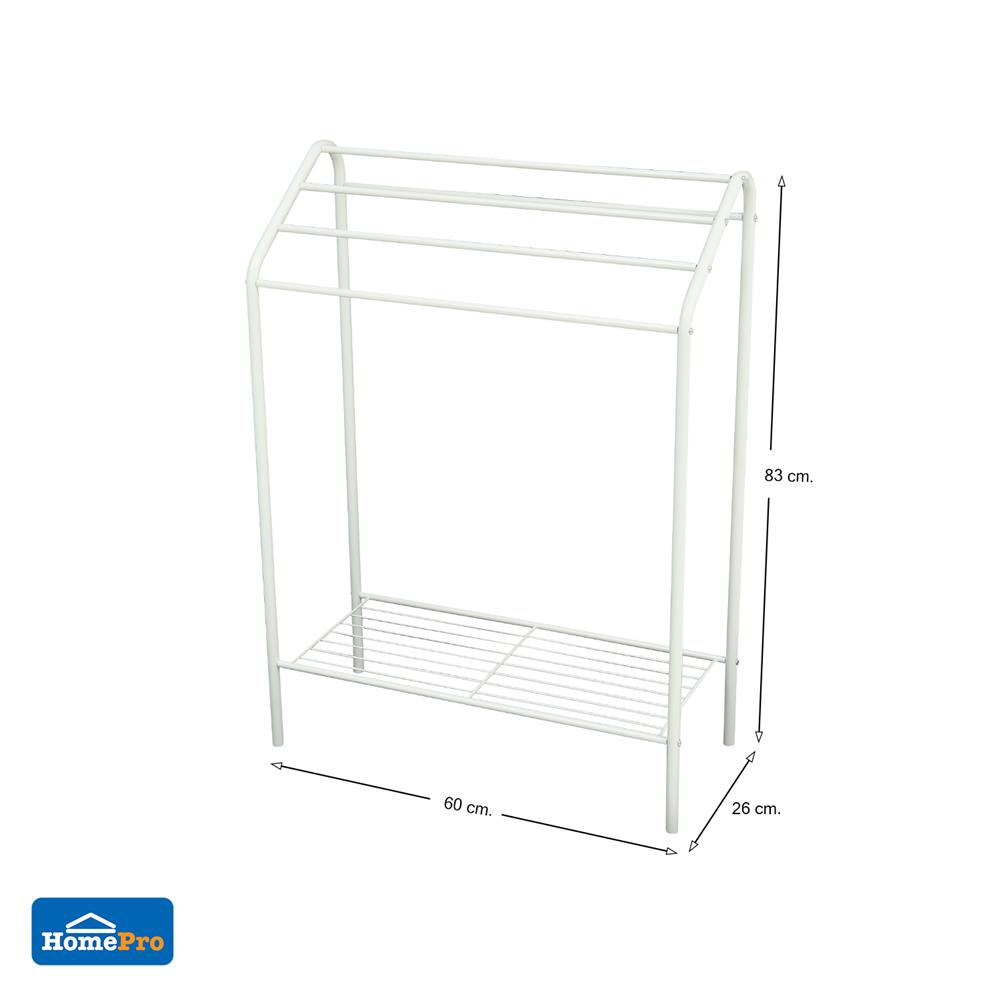 ราวพาดผ้า 5 เส้น มีชั้นวางของ PLIM SNOW 60 ซม. สีขาว