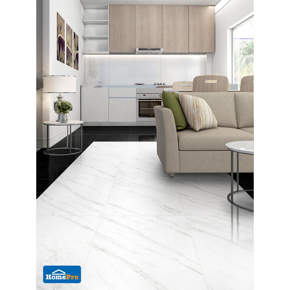 กระเบื้องพื้นพอร์ซเลน 60x60 ซม. TARA มูนไลท์ ไวท์ 1.44M2