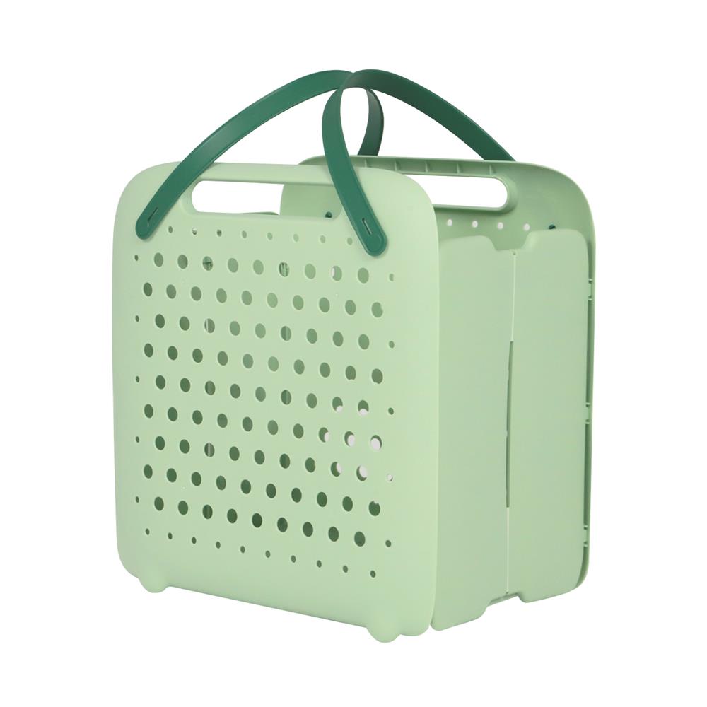 ตะกร้าผ้าหูหิ้วพับได้ PLIM FOLDABLE สีเขียว_0