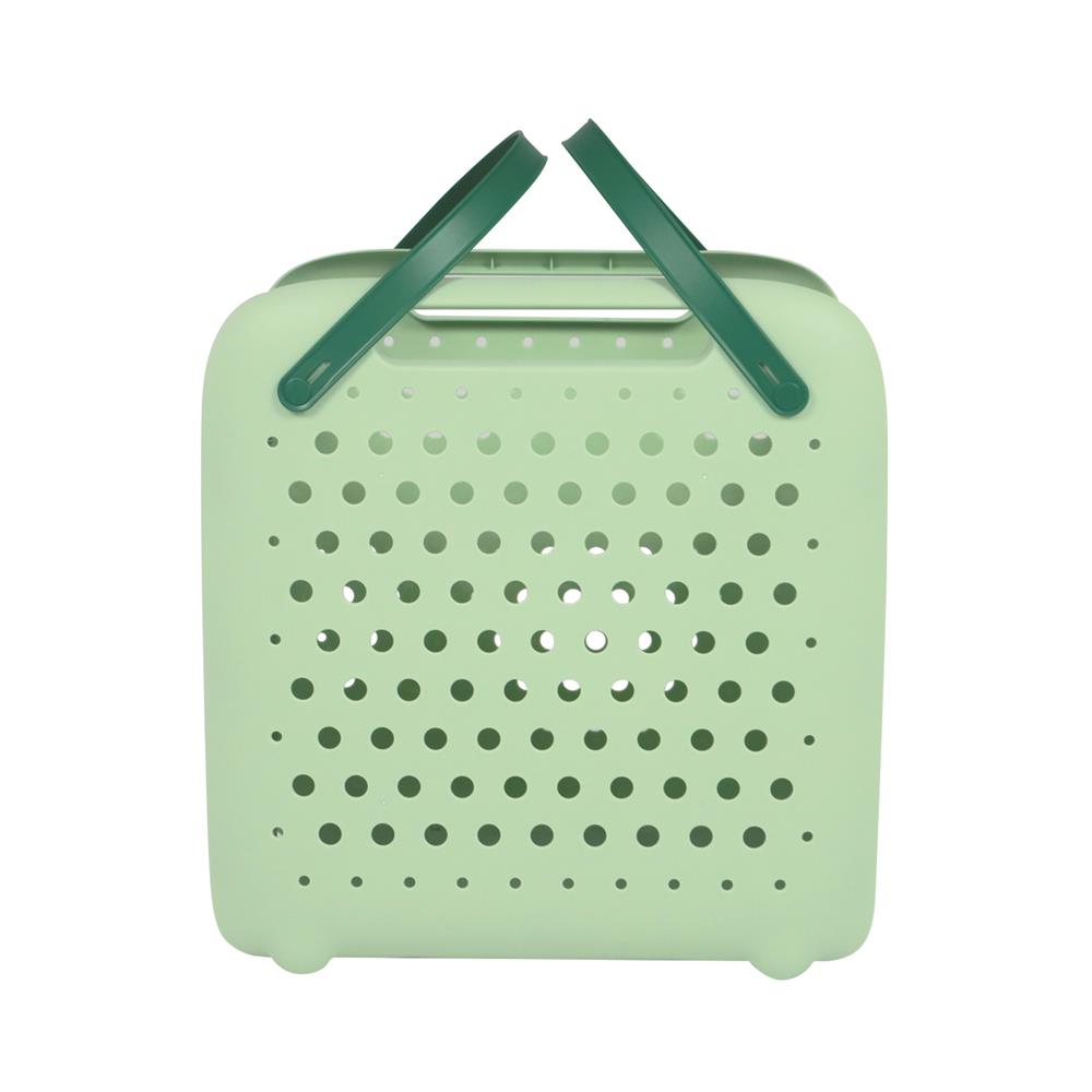 ตะกร้าผ้าหูหิ้วพับได้ PLIM FOLDABLE สีเขียว