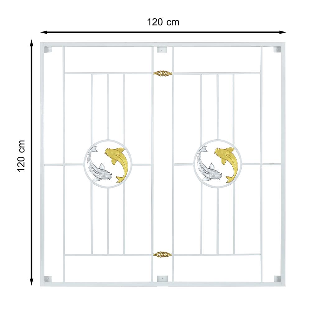 เหล็กดัดหน้าต่าง TAKECHI ปลาทอง 120X120 ซม. สีขาว