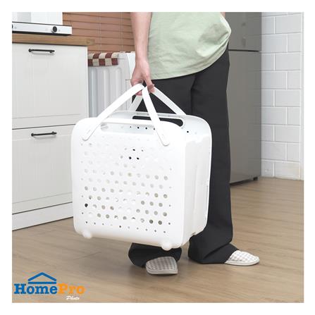 ตะกร้าผ้าหูหิ้วพับได้ PLIM FOLDABLE สีขาว_6