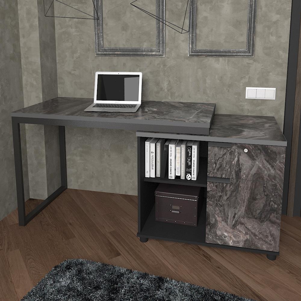 โต๊ะทำงานไม้ SURE HBD-1262 ลายหินอ่อนดำ