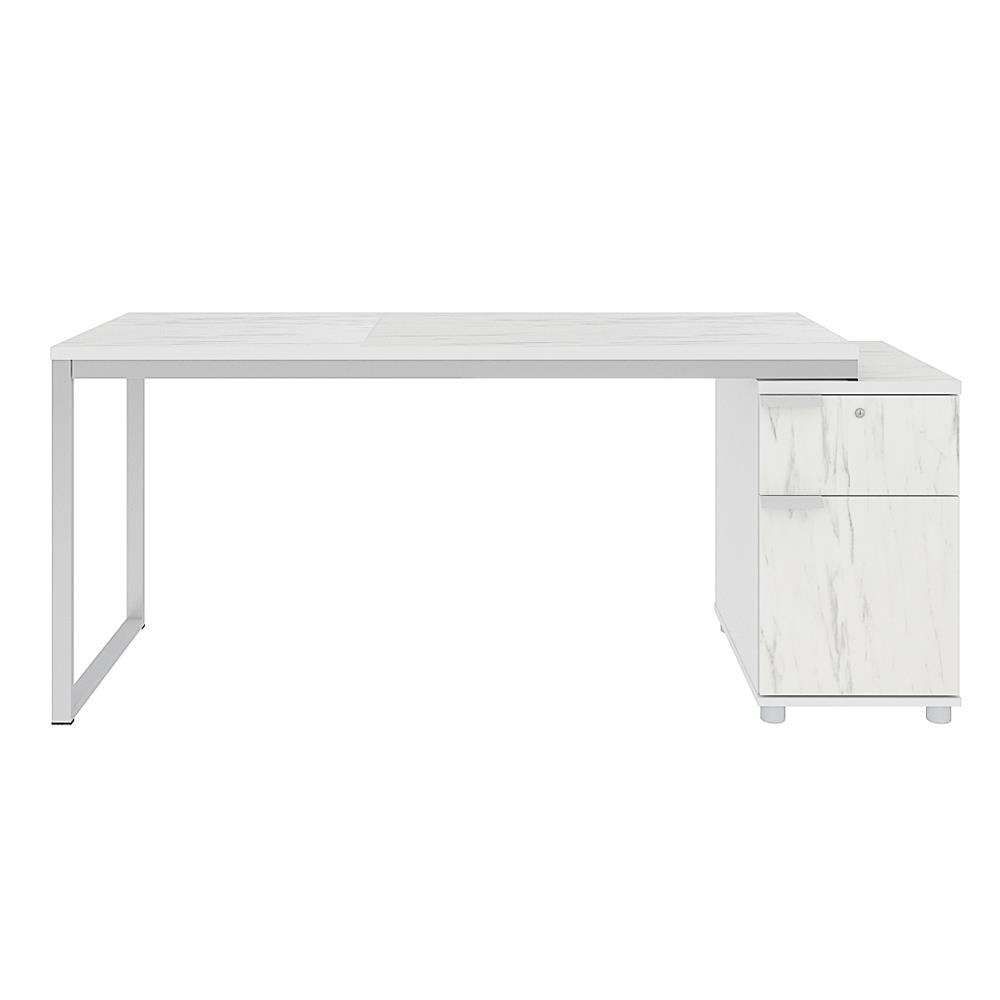 โต๊ะทำงานไม้ SURE HBD-1661 ลายหินอ่อน สีขาว