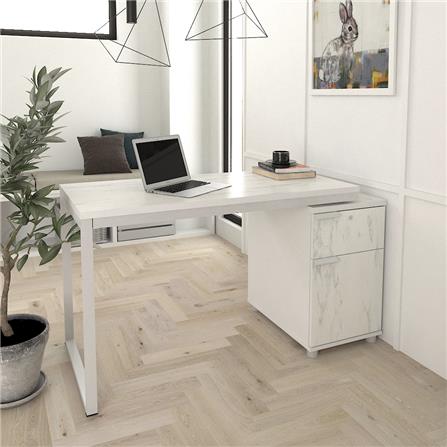 โต๊ะทำงานไม้ SURE HBD-1261 ลายหินอ่อนขาว_3