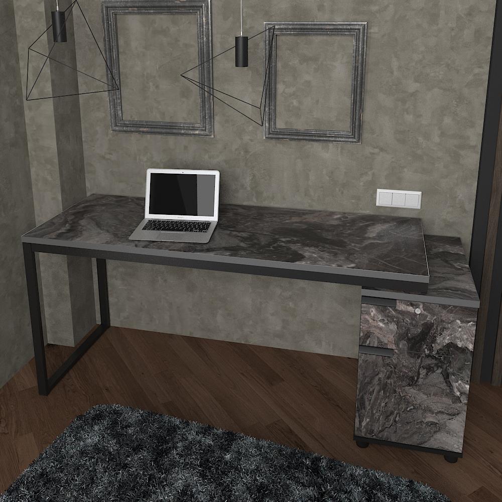 โต๊ะทำงานไม้ SURE HBD-1661 ลายหินอ่อนดำ