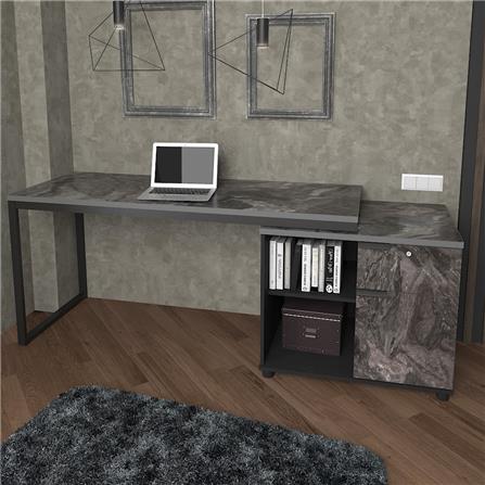 โต๊ะทำงานไม้ SURE HBD-1662 ลายหินอ่อนดำ_2