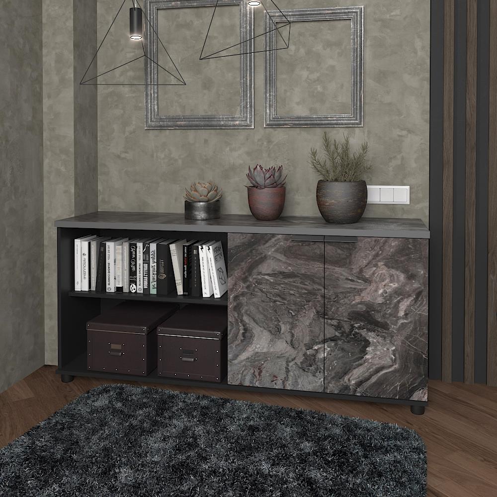 ตู้เอกสารบานผสม SURE HBC-1540 ลายหินอ่อน สีดำ