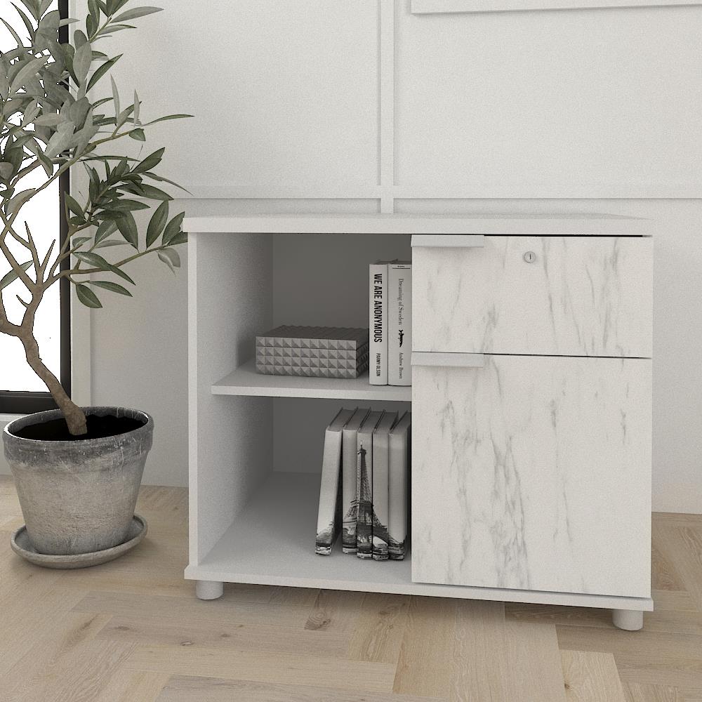 ตู้บานผสม SURE HBC-860 ลายหินอ่อน สีขาว