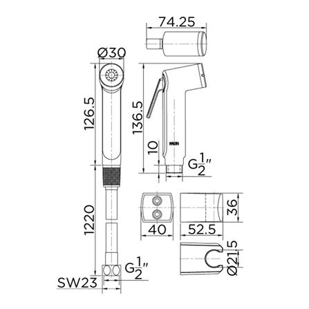 สายฉีดชำระครบชุด KARAT FAUCET KA-16-325-11R สีขาว_1