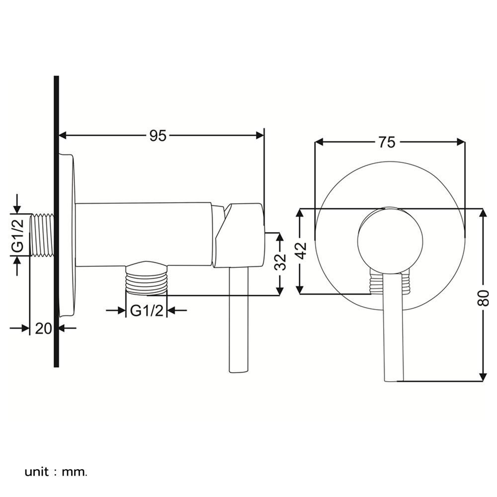 วาล์วฝักบัว 1 ทาง RASLAND RA BLK-VALVE
