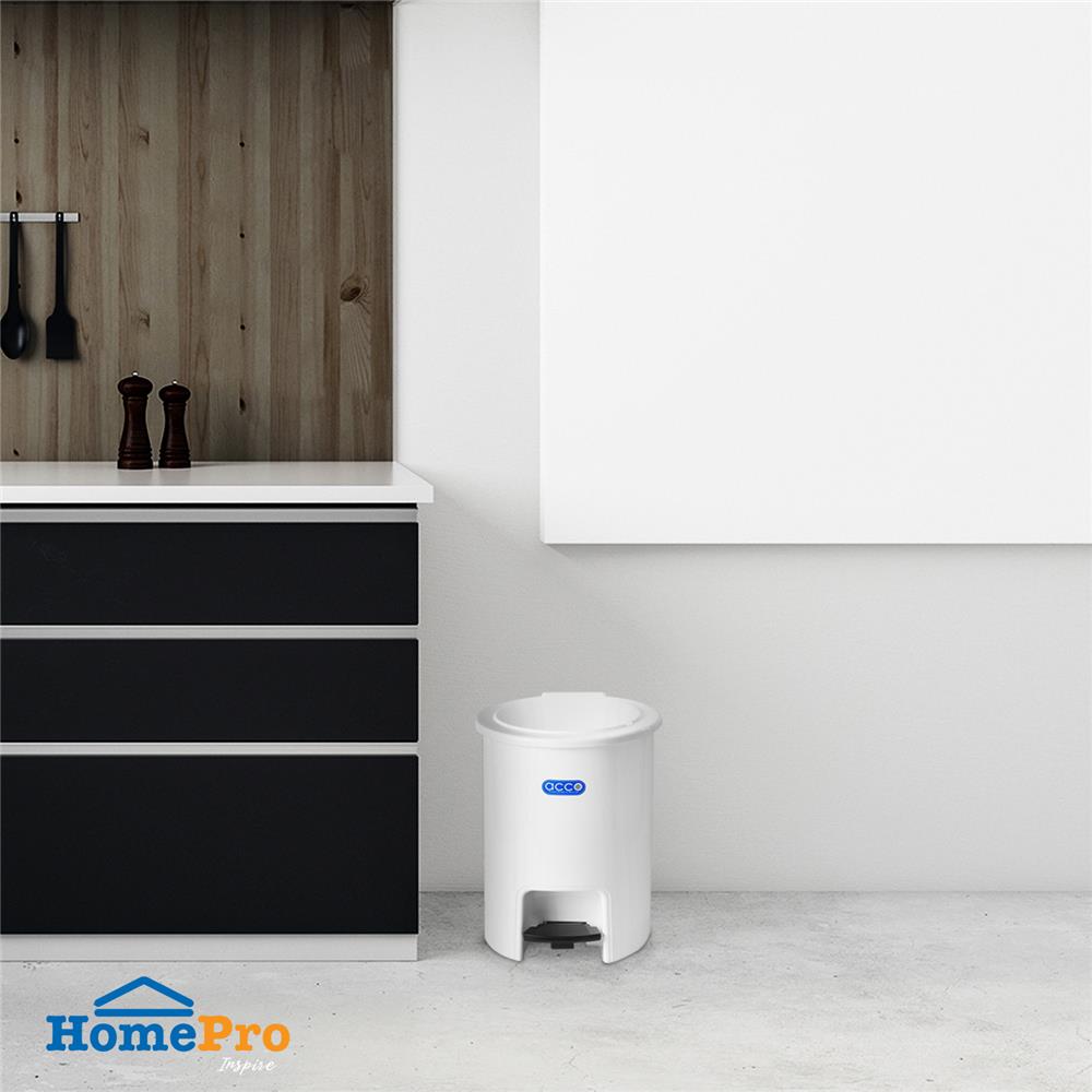 ถังขยะเหยียบกลม ACCO PASTEL 6L สีขาว