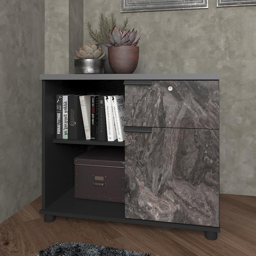 ตู้บานผสม SURE HBC-860 ลายหินอ่อน สีดำ