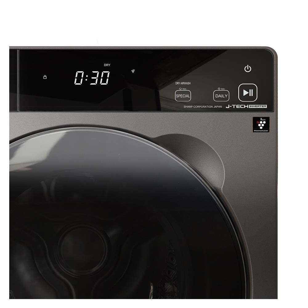 เครื่องซักอบผ้าฝาหน้า SHARP ES-DK1054PT-S 10.5/7 กก. สีเทา อินเวอร์เตอร์