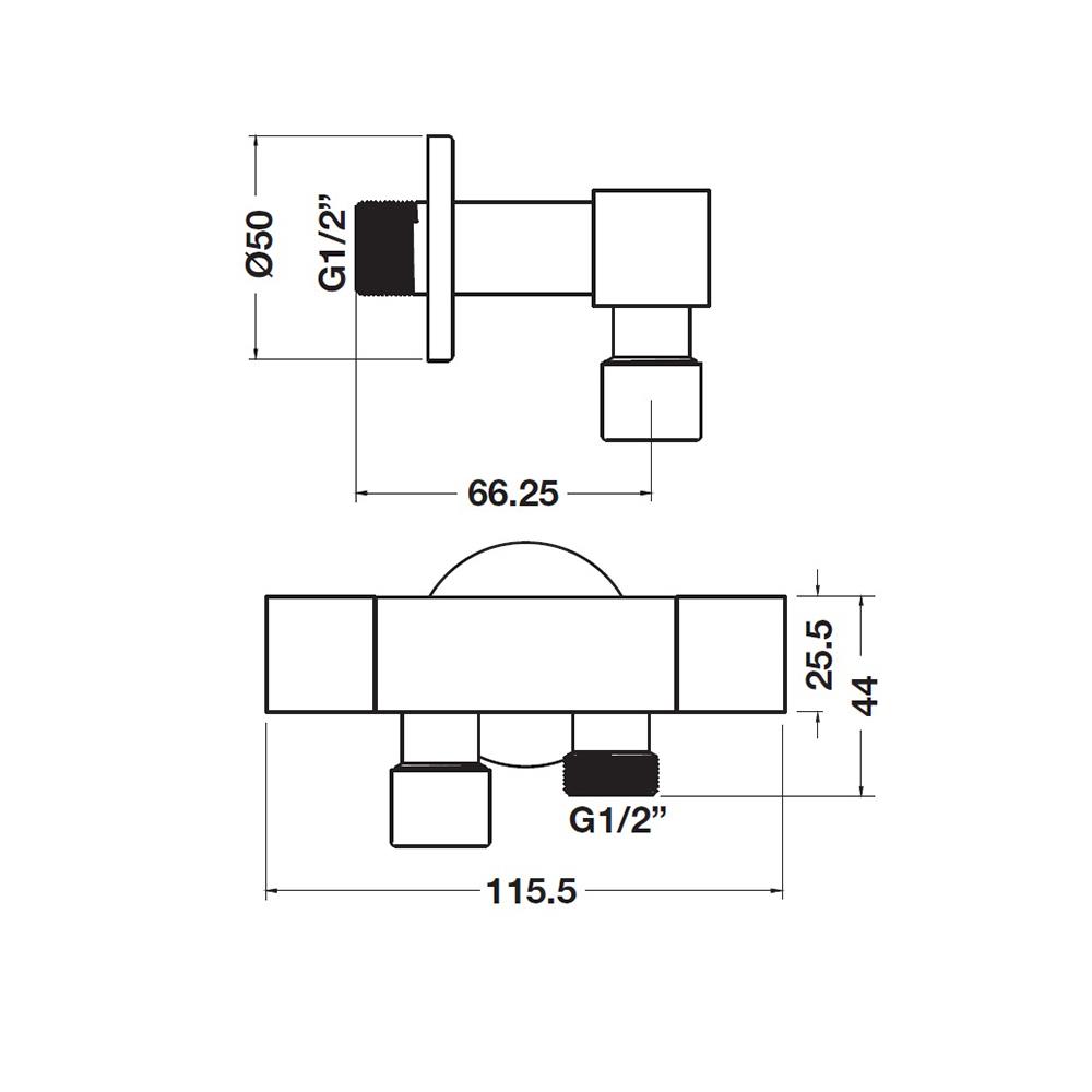 วาล์วฝักบัว 2 ทาง HAFELE 495.60.830 สีดำ