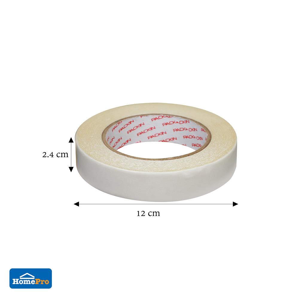 เทปกาว 2 หน้า เนื้อตาข่ายแรงยึดสูง PACK IN 24 มม.X15 ม. สีใส