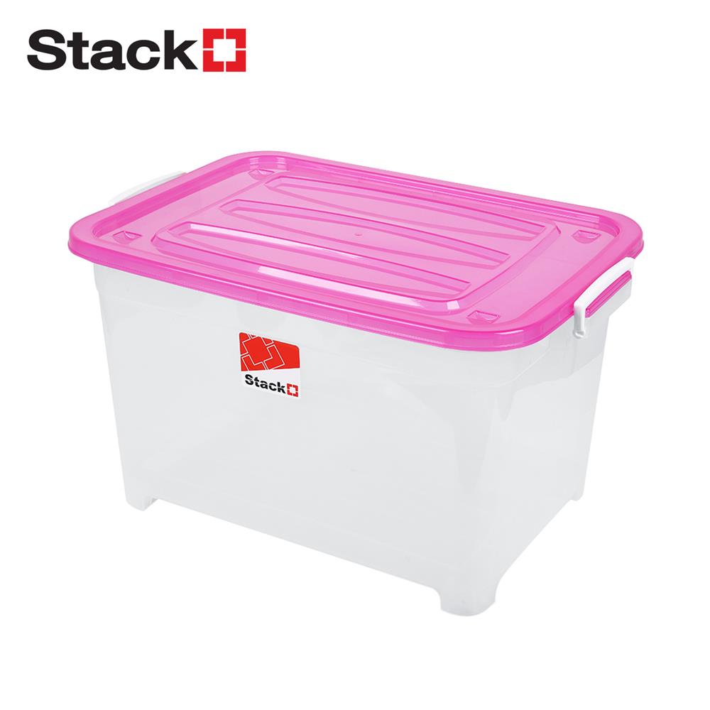 กล่องเก็บของมีล้อ STACKO S55 A 50 ลิตร 58X40X32 ซม. สีชมพู
