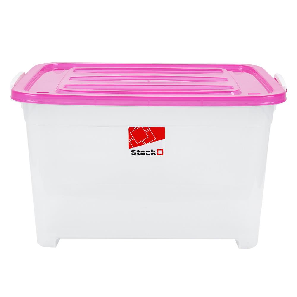 กล่องเก็บของมีล้อ STACKO S55 A 50 ลิตร 58X40X32 ซม. สีชมพู