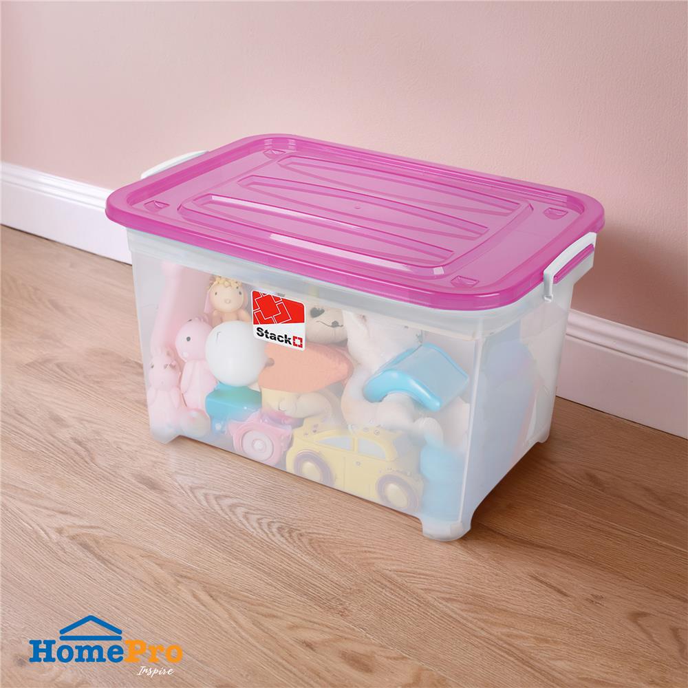 กล่องเก็บของมีล้อ STACKO S55 A 50 ลิตร 58X40X32 ซม. สีชมพู