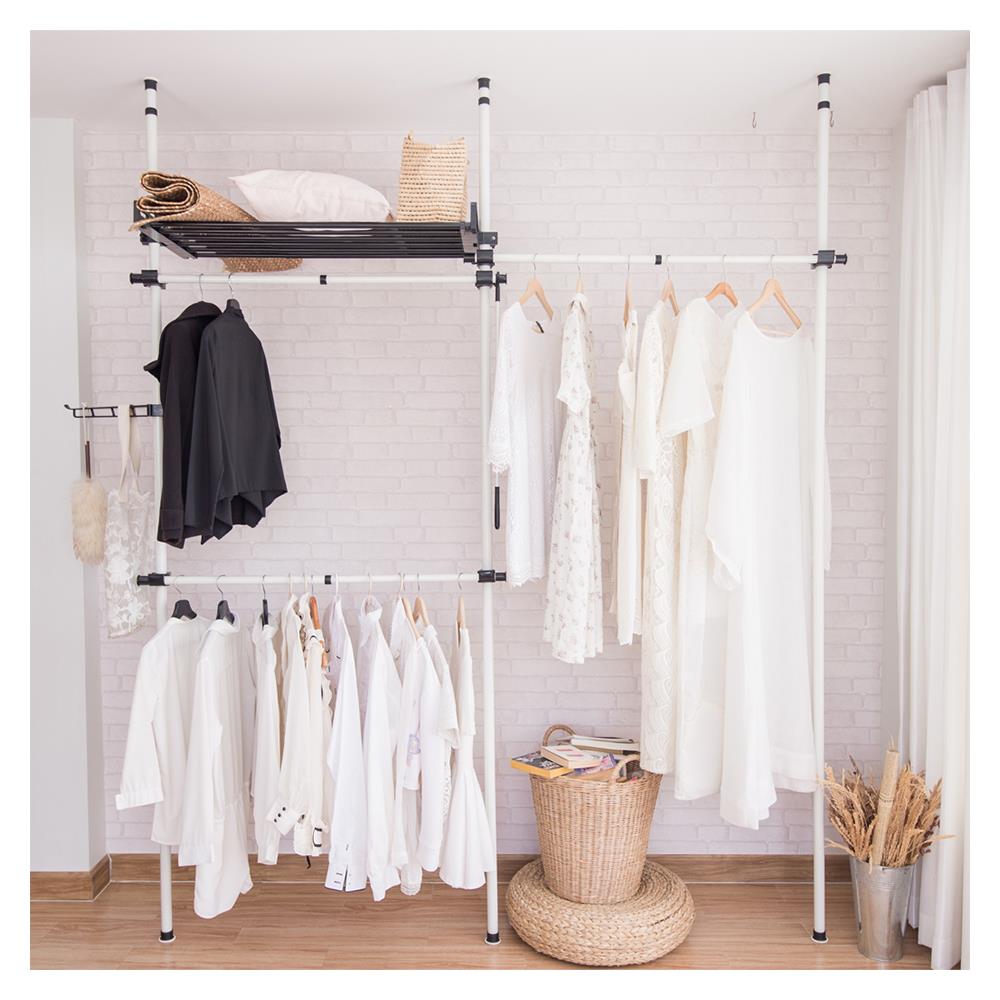 ราวแขวนผ้าปรับระดับได้ 4 ราวแขวน TUGU R02W สีขาว