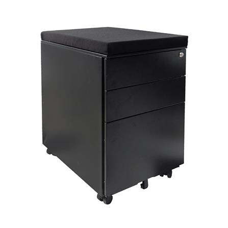 ตู้ลิ้นชักเหล็ก 3 ลิ้นชัก พร้อมเบาะดำ DESKSPACE สีดำ