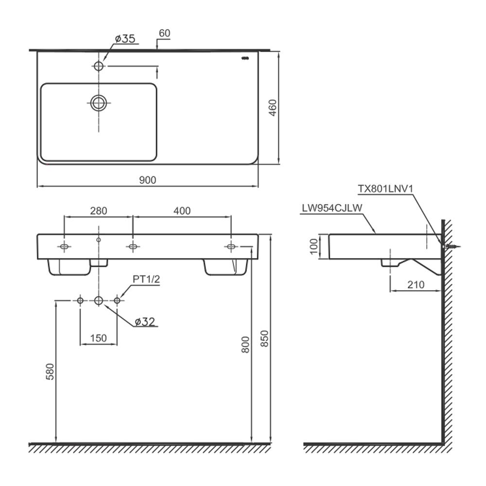 อ่างล้างหน้า TOTO LW954CJLW/F สีขาว