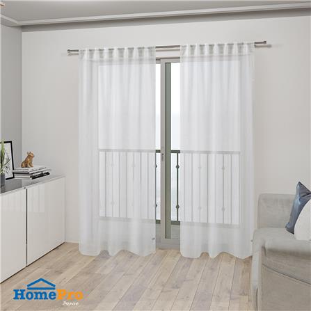 ผ้าม่านโปร่งซ่อนหู HOME LIVING STYLE CORAL 135x220 ซม. สีขาว_8