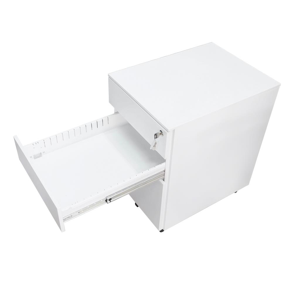 ตู้ลิ้นชักเหล็ก 3 ลิ้นชัก พร้อมเบาะฟ้า DESKSPACE สีขาว/ฟ้า