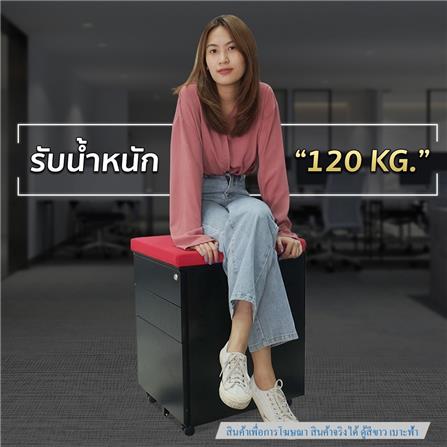 ตู้ลิ้นชักเหล็ก 3 ลิ้นชัก พร้อมเบาะฟ้า DESKSPACE สีขาว/ฟ้า_5
