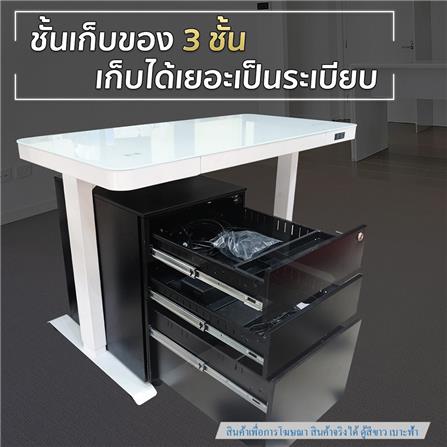 ตู้ลิ้นชักเหล็ก 3 ลิ้นชัก พร้อมเบาะฟ้า DESKSPACE สีขาว/ฟ้า_6